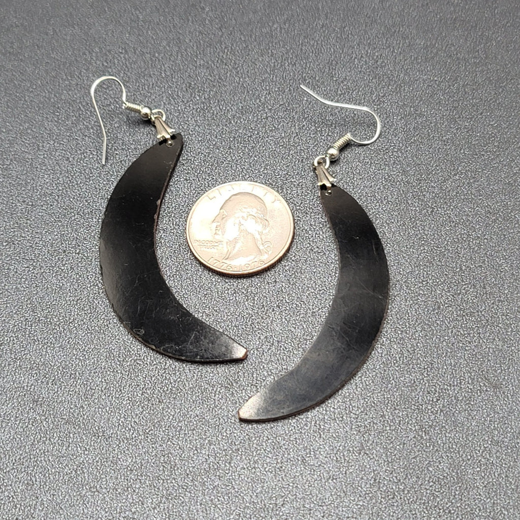 Vintage Pierced Earrings Silver tone Pink Mother of Pearl Inlay Statement 2.75"