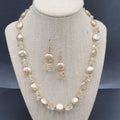 Pearl and Crystal Bead Necklace Pierced Earring Set