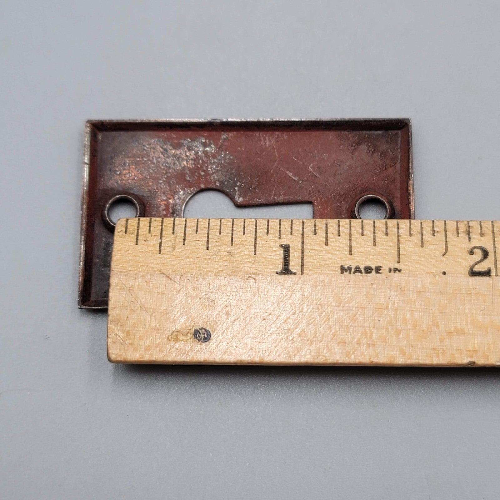 Vintage Rectangle Steel Skeleton Keyhole Escutcheon Salvage Hardware 1.75" (54)