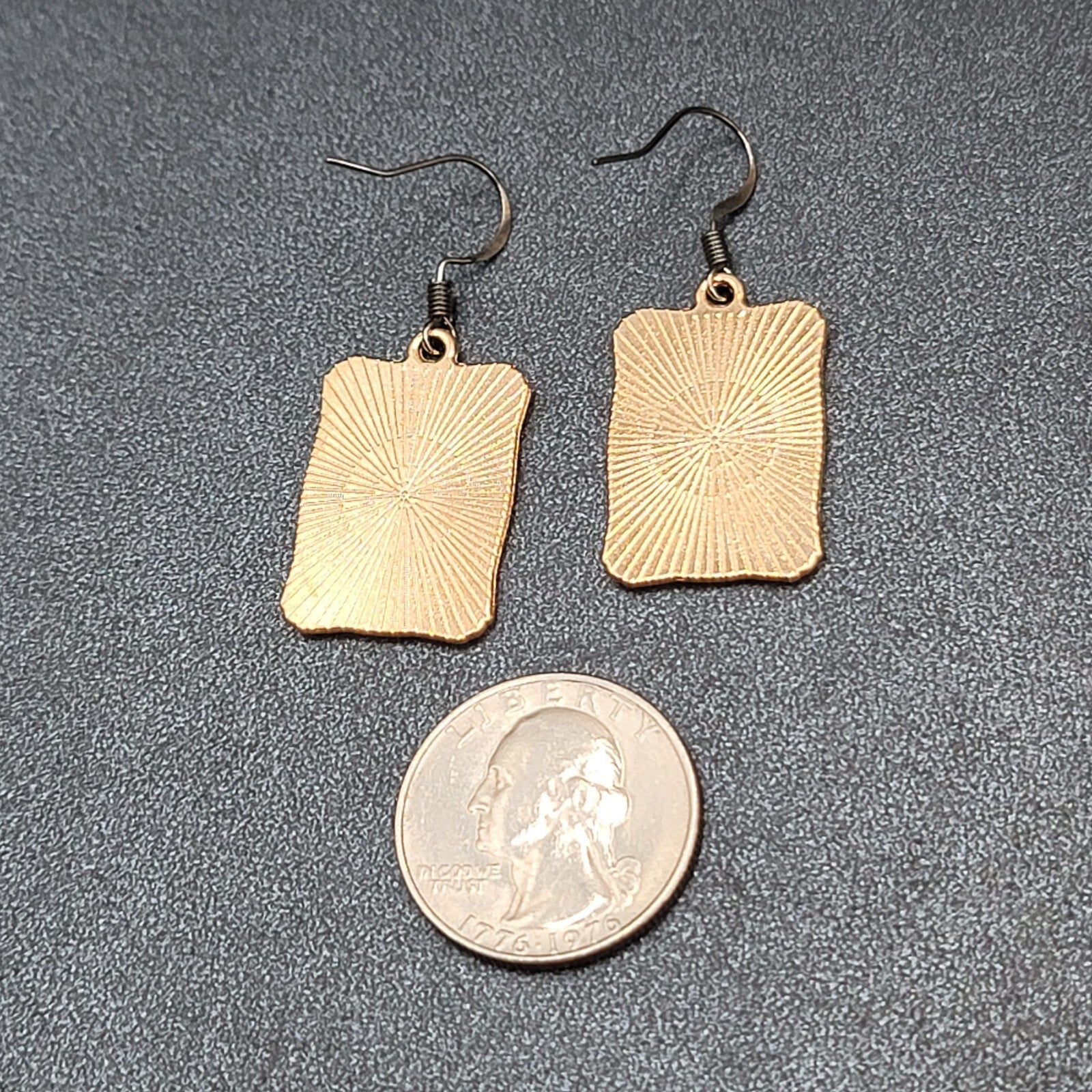 Tarot Card Pierced Earrings The Wheel of Fortune Gold tone Black 1"