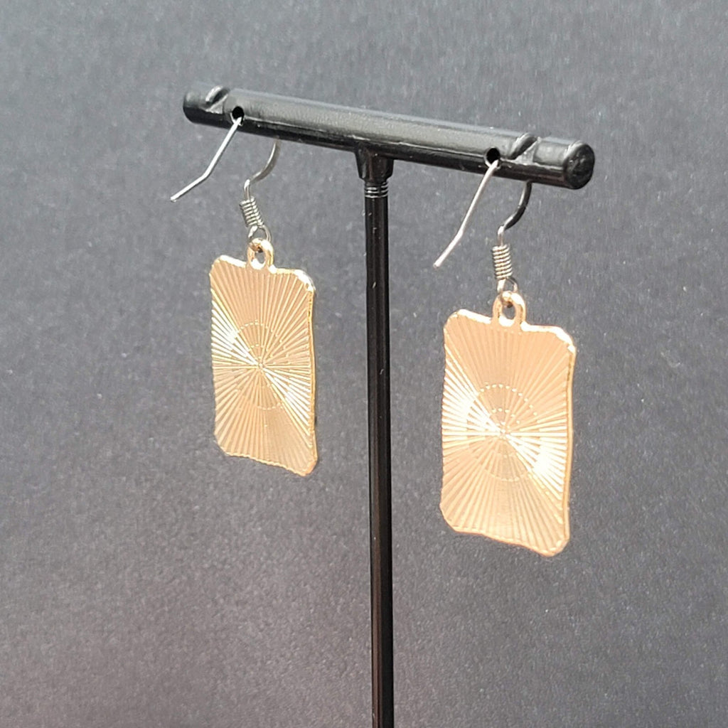 Tarot Card Pierced Earrings The MOON Gold tone Black 1"