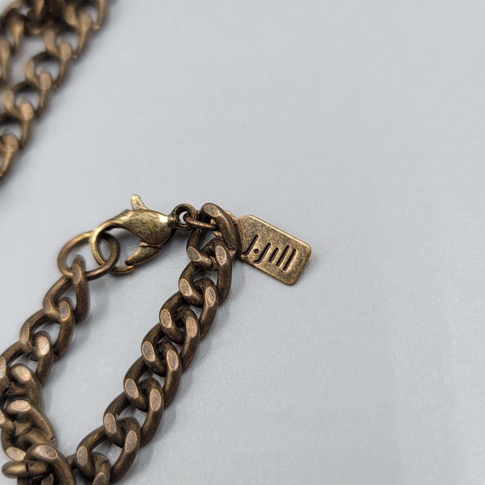 J Jill Necklace Bronze tone Chain Mail Look Tassel Statement Long 24"