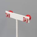 Minnie Mouse Bow Pierced Earrings Red Enamel Reversible Studs 