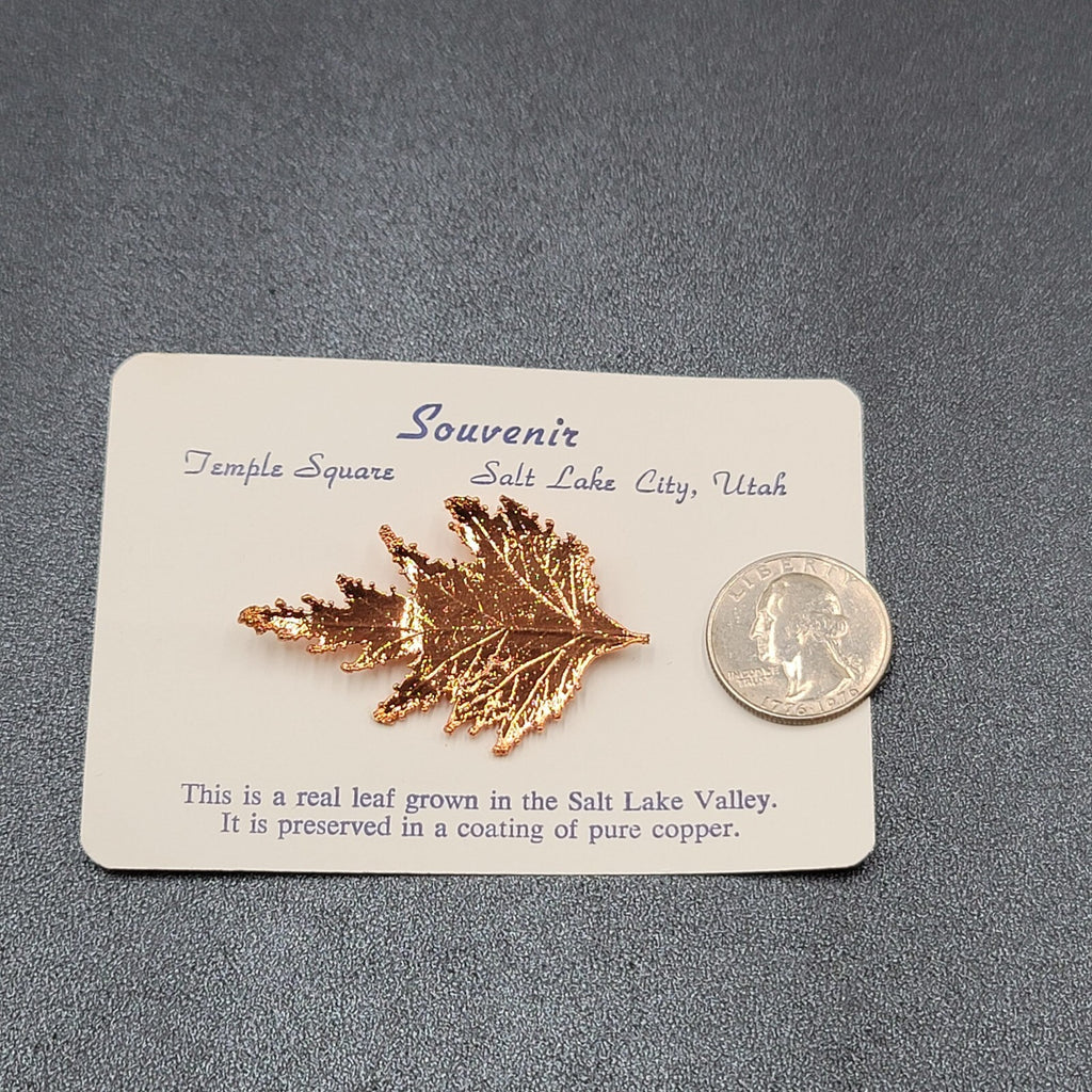 MORMAN HANDICRAFT HANDMADE GIFTS SOUVENIR COPPER LEAF PIN SALT LAKE CITY UTAH