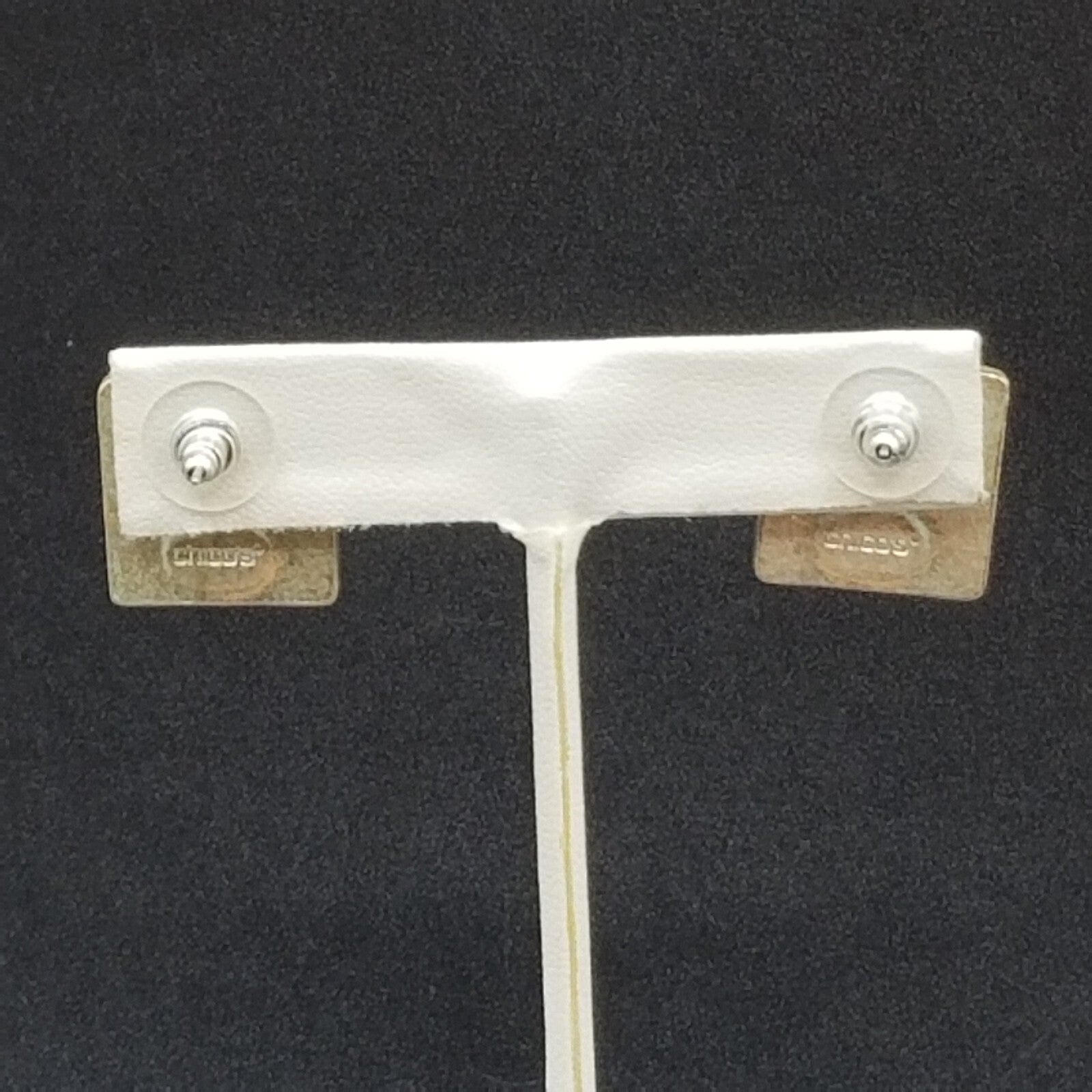 Pierced Earrings Chico's Silver tone Geometric Square Clear Glass Stud 3/4"