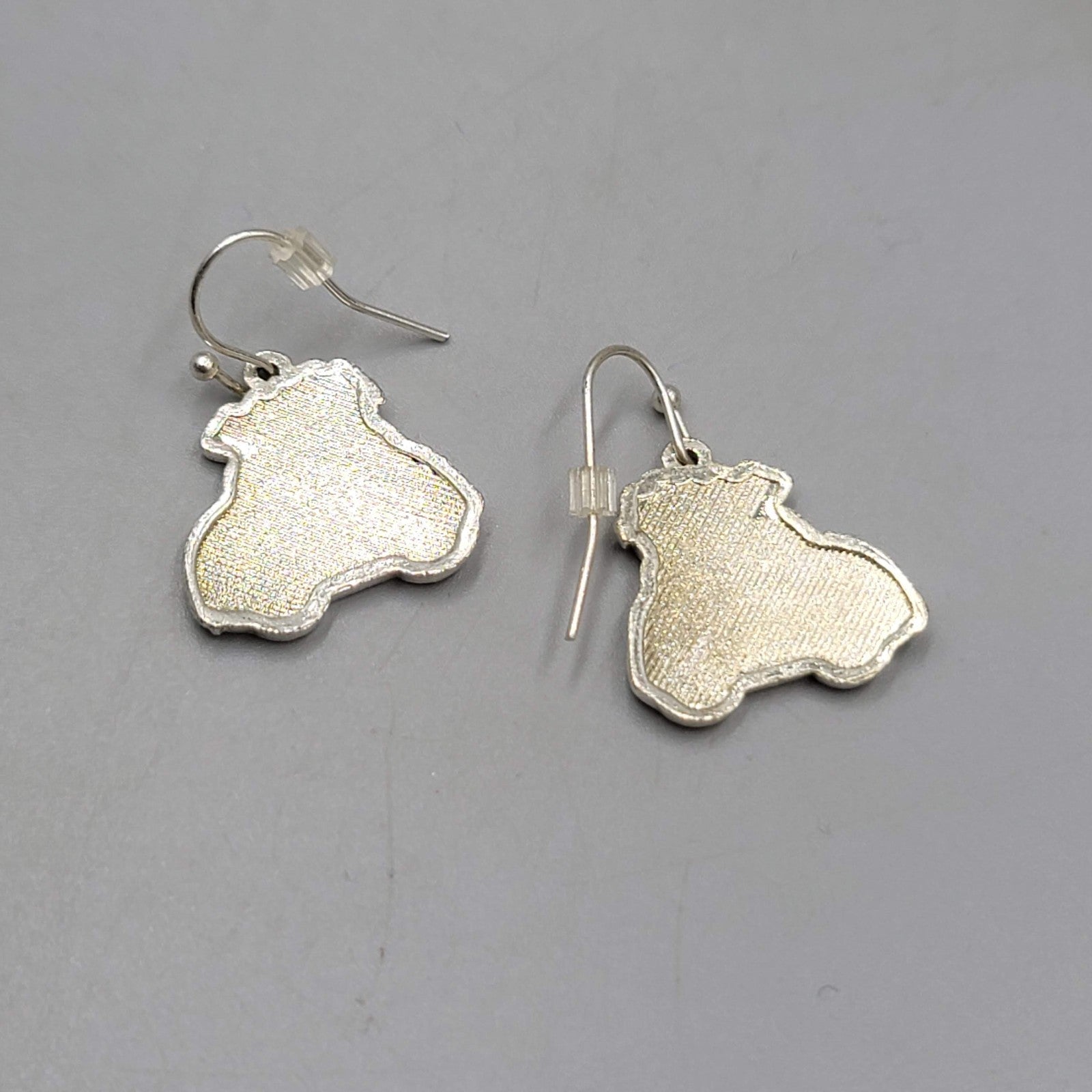 Christmas Tree Red Car Enamel Pierced Earrings Silver tone Dangle  3/4"
