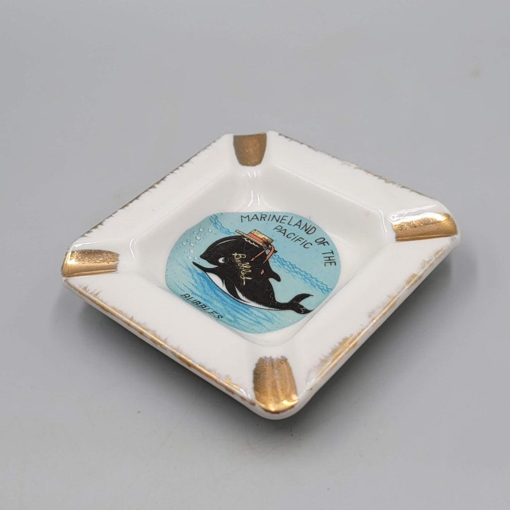 Vintage Marineland Ceramic Souvenir Ashtray Bubbles the Whale 3.5"