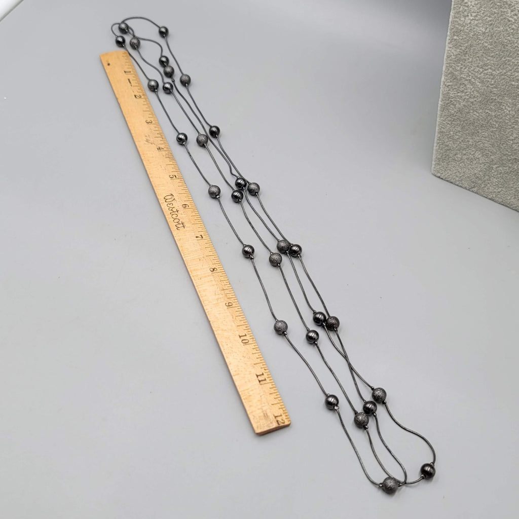 LONG 44 in Black Station Bead Chain Necklace
