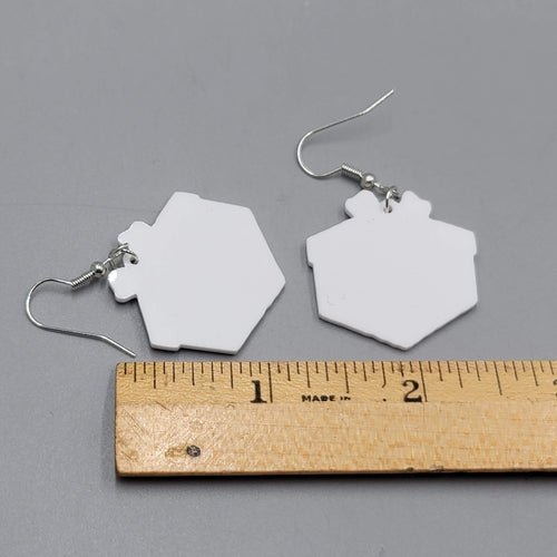 Christmas Present Pierced Earrings Silver tone Dangle Purple Pink 1.25 in