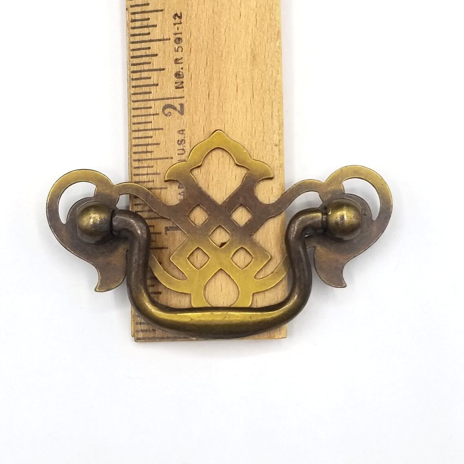 Vintage Steel Chippendale Drawer Pull Hardware Ornate Lot of 3 