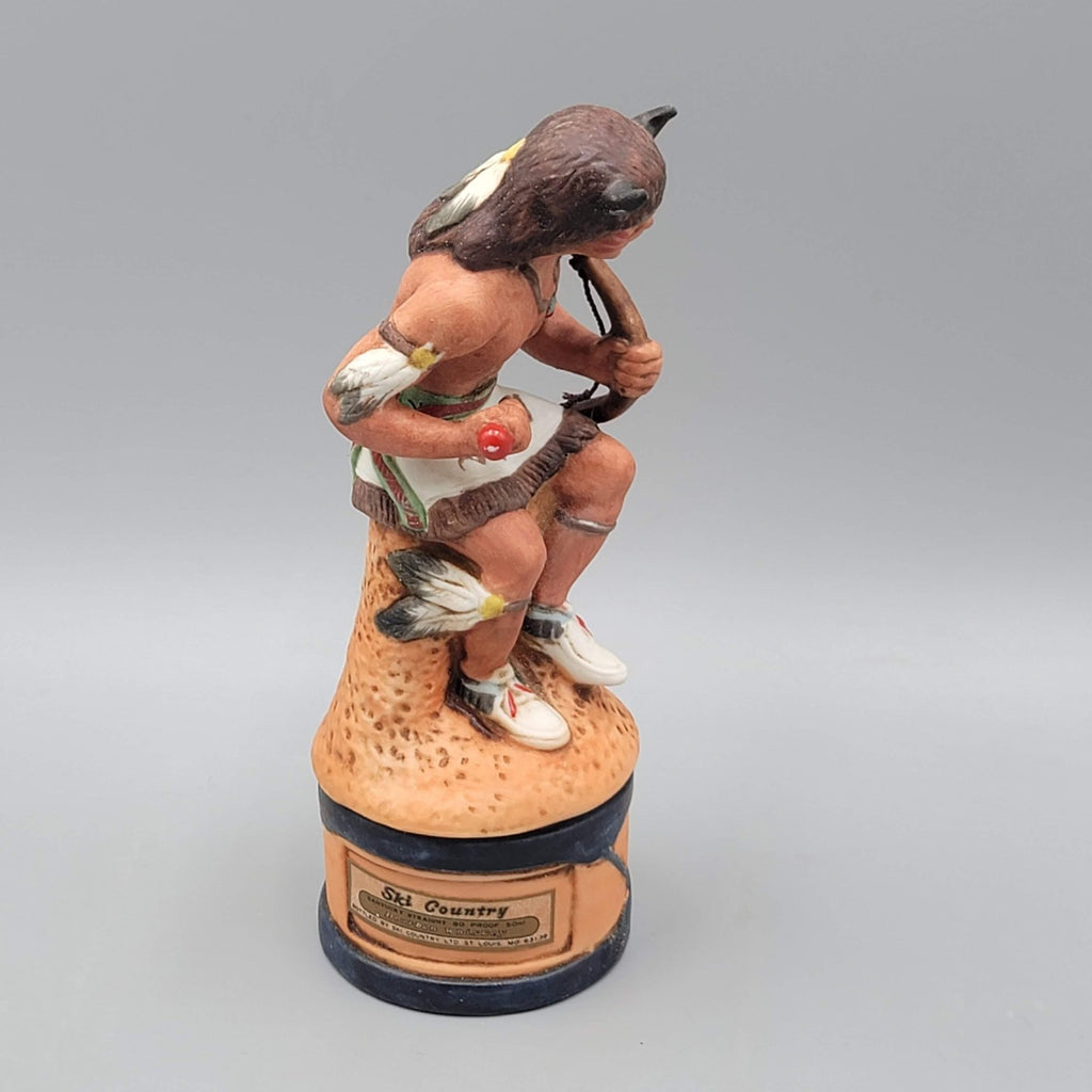 Vintage Ski Country Buffalo Dancer Mini 50ml Bourbon Whiskey Decanter 1980 6.5"