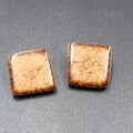 Pierced Earrings Clay Pottery Squares Brown  1 1/8"