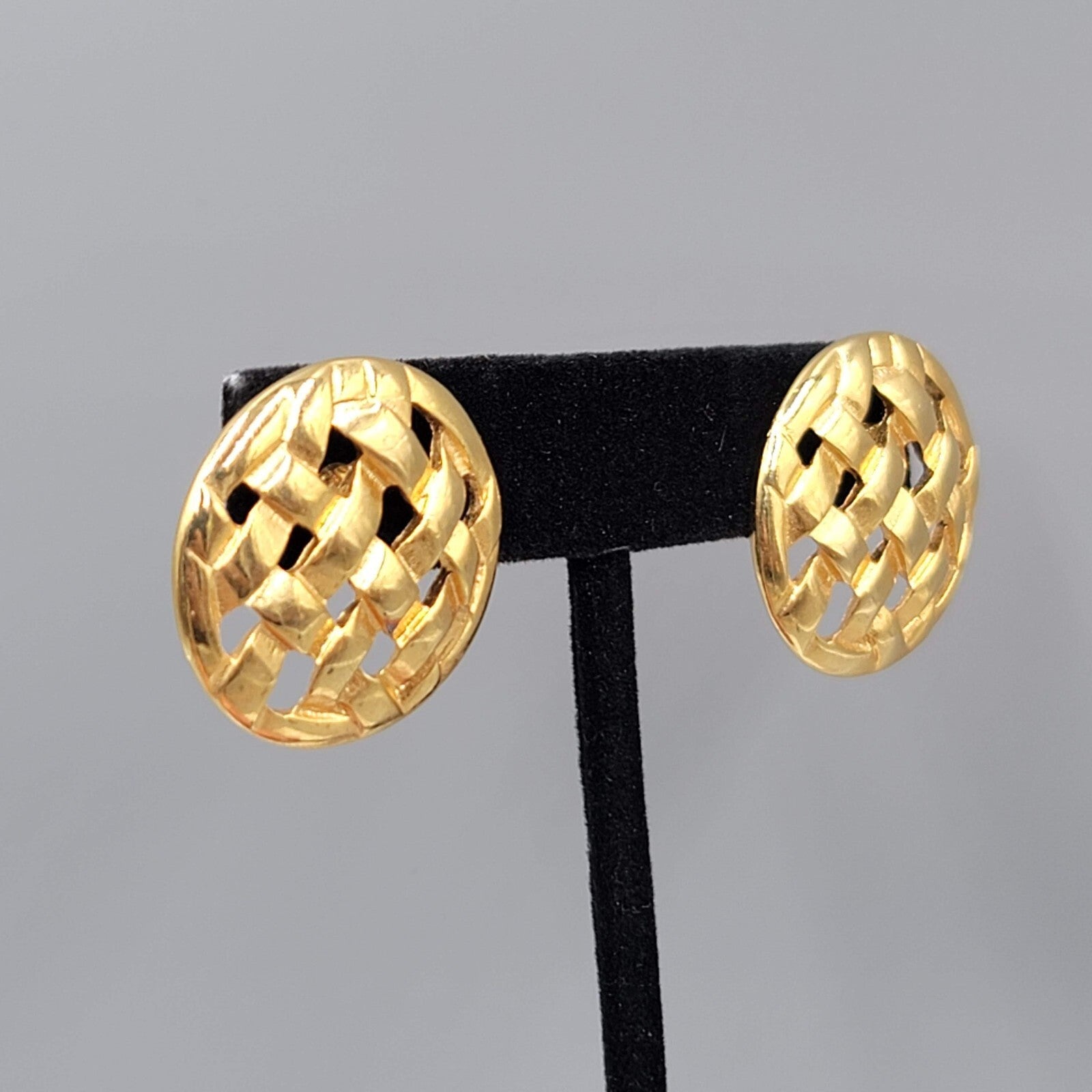 Vintage Pierced Earrings Gold Plated Wound Open Work Drop 1"