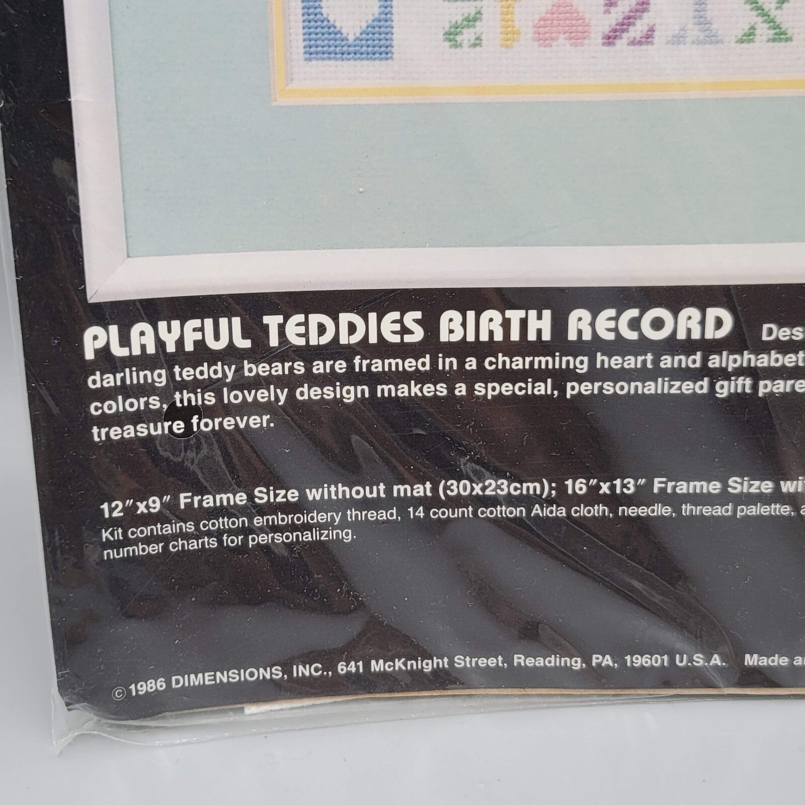 Vintage Dimensions Playful Teddies Birth Record Counted Cross Stitch Kit #3616
