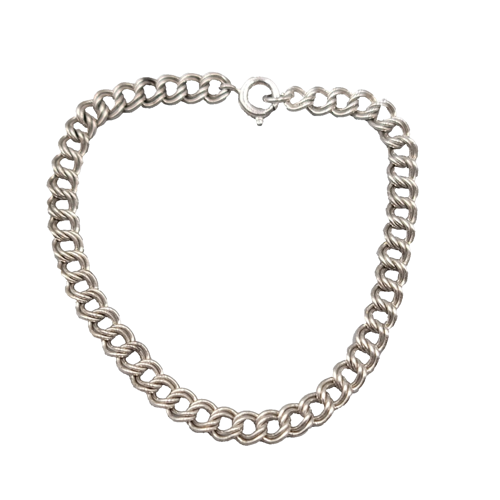 Vintage Sterling Silver Starter Charm Bracelet Double Ring 6.75"