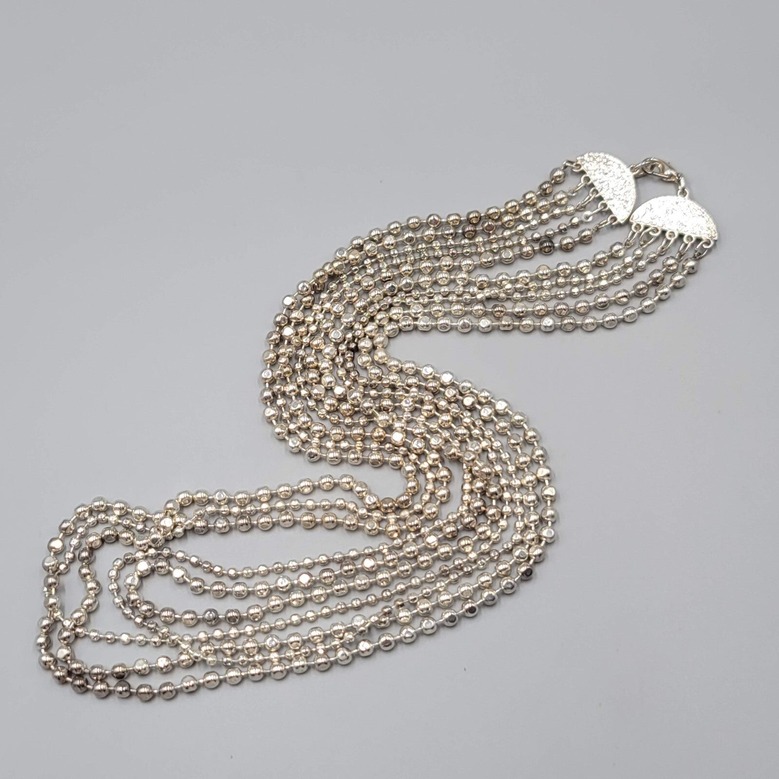 Multistrand Ball Chain Necklace Silver tone 26" - 30"