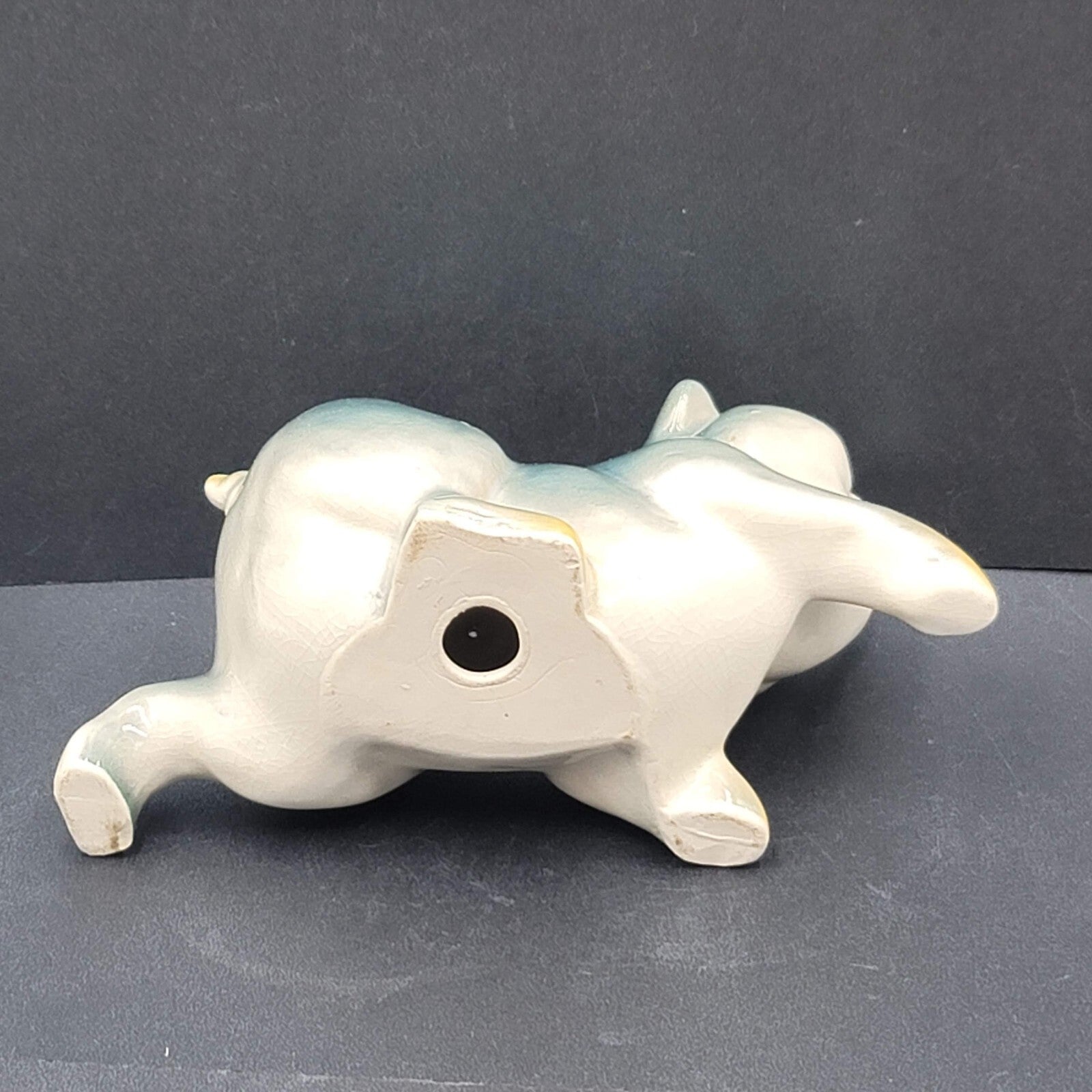 Vintage Blue Green Pig Toothpick Appetizer Server Ceramic MCM 7" x 3.5”
