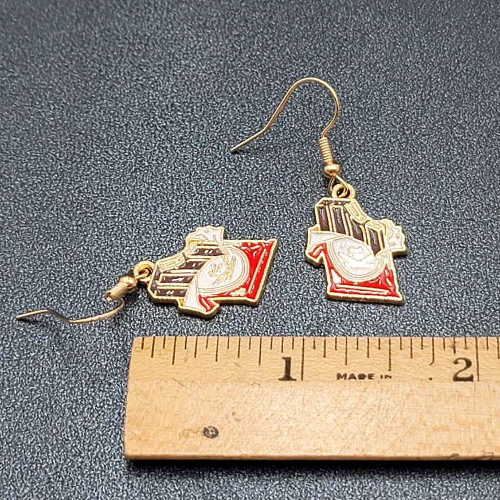 Chocolate Candy Pierced Earrings Enamel Dangle Gold tone Kit New 3/4"