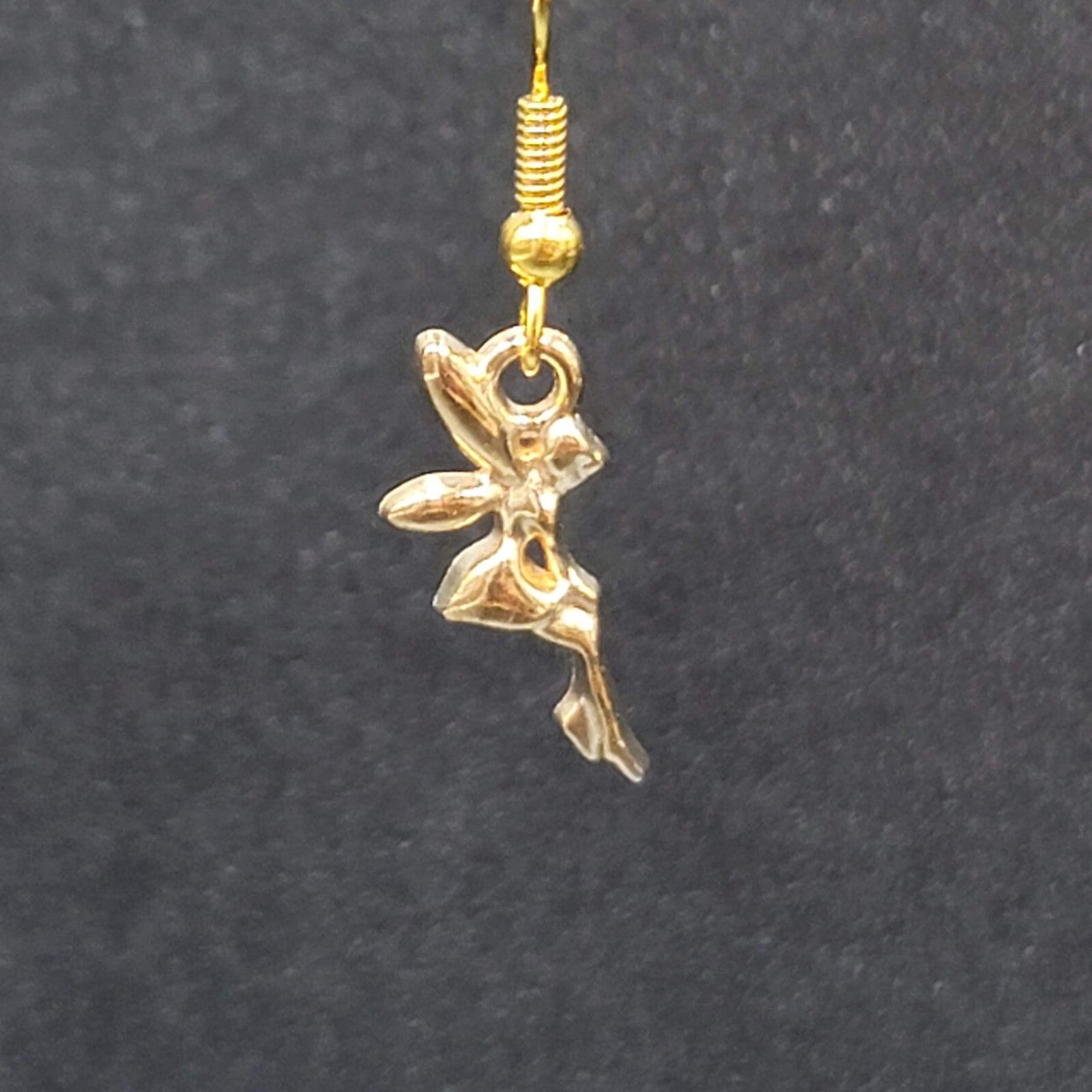 Fairy Pierced Earrings Gold tone Dangle 5/8"