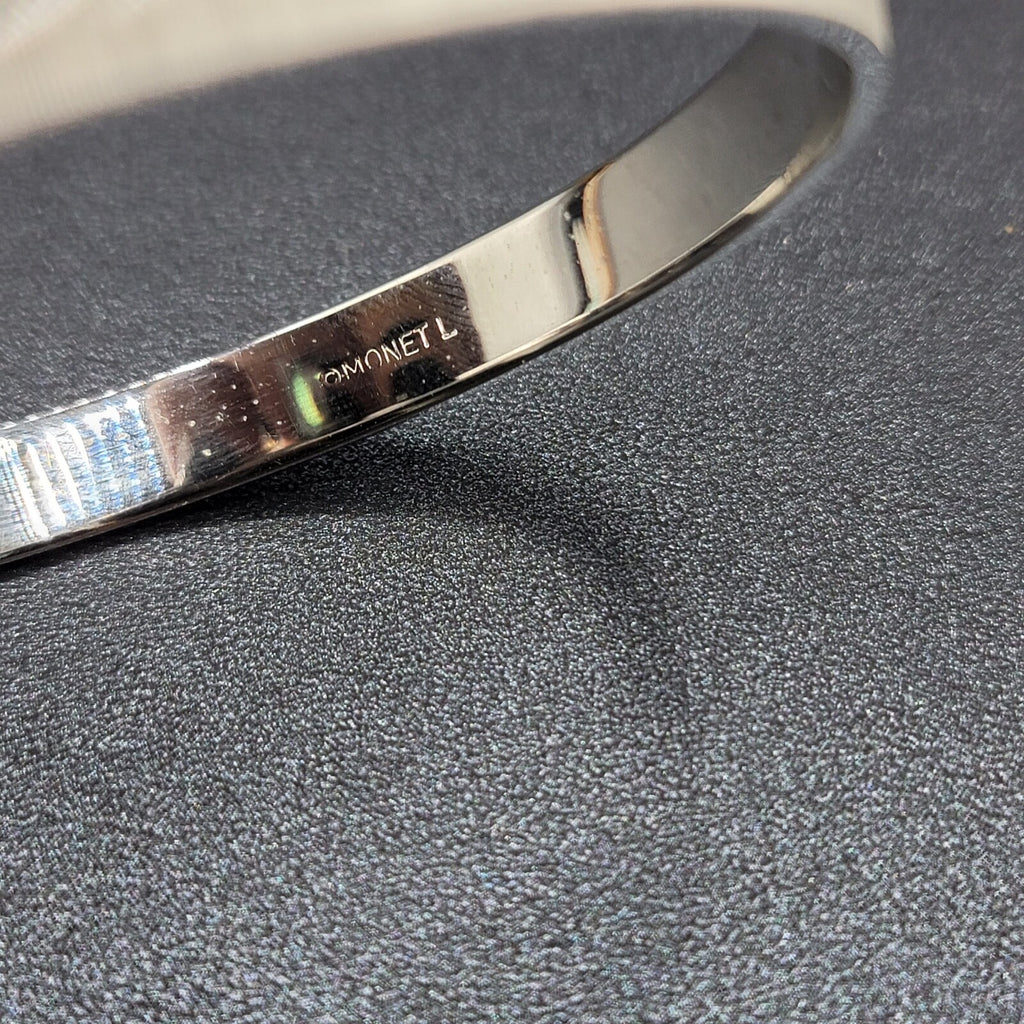 Vintage Monet Silver tone Bangle Bracelet L 2.75" diameter