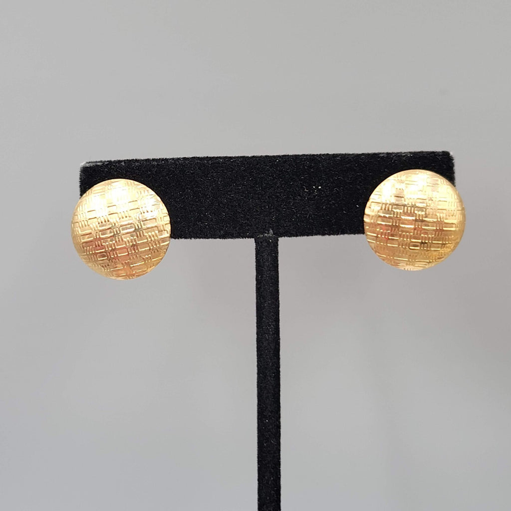 Vintage Pierced Earrings Gold tone Round Hypoallergenic Studs Embossed 3/4"