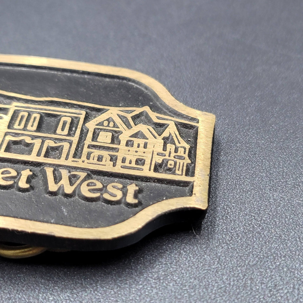 Vintage Solid Brass Belt Buckle WALL STREET WEST 3 1/2" x 2 1/8"
