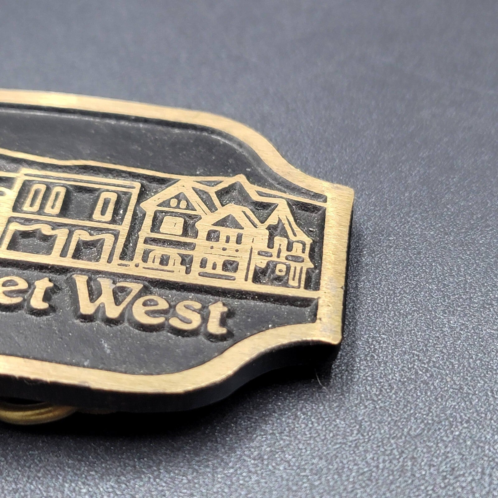 Vintage Solid Brass Belt Buckle WALL STREET WEST 3 1/2" x 2 1/8"