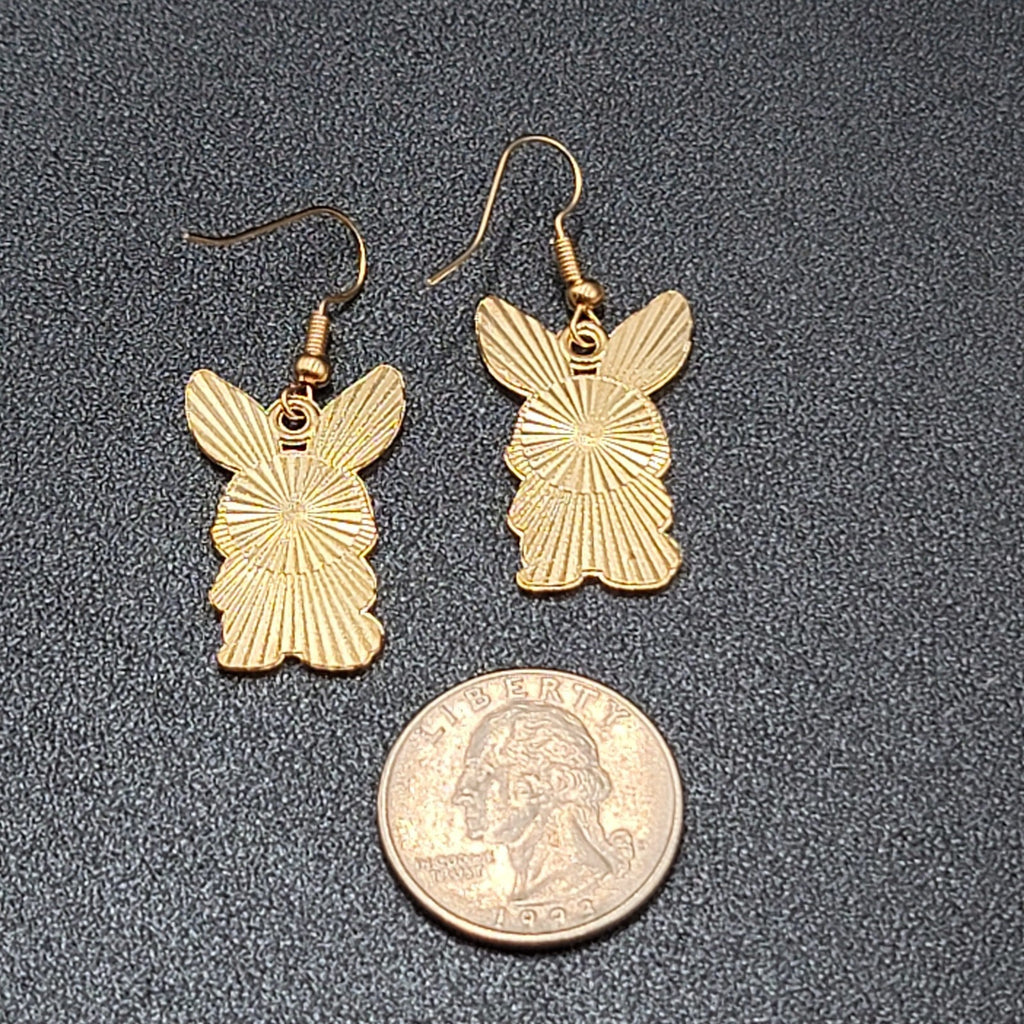 Zombie Rabbit Bunny Pierced Earrings Halloween Half Skeleton Enamel Dangle 1"