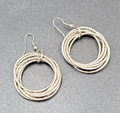 Pierced Earrings Silver tone Textured Multi Hoops Dangle 1.5"