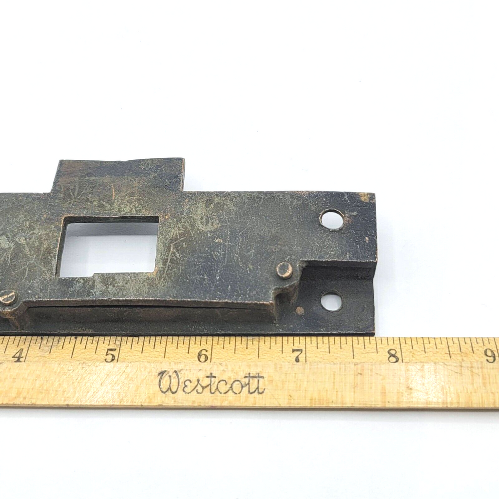 Antique Bronze Exterior Door Strike Plate Mortise Inset 7 3/4" x 1 1/2"