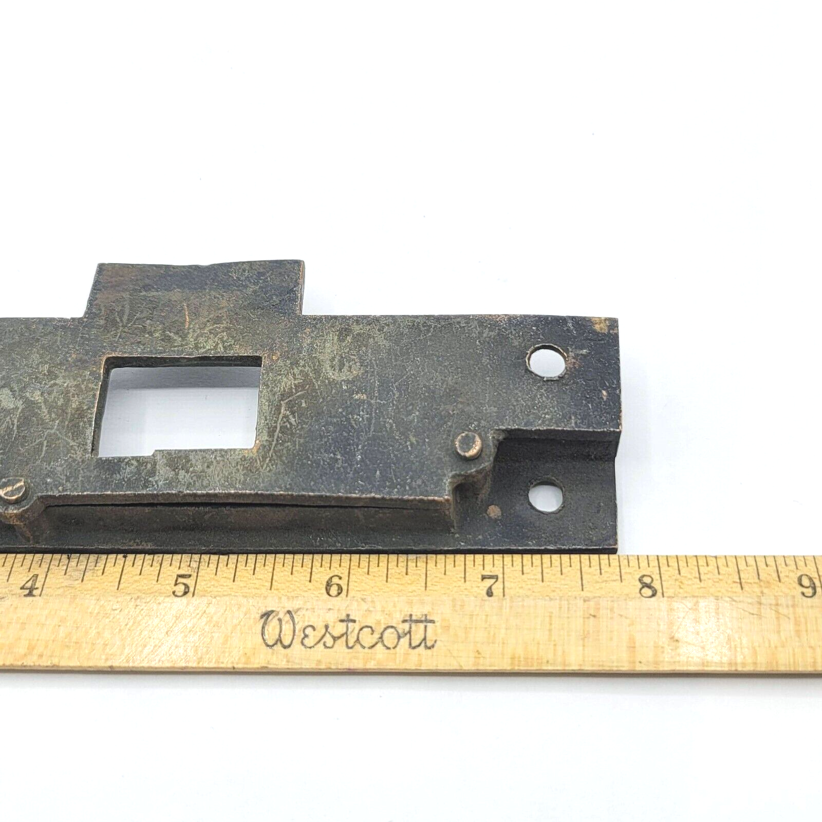 Antique Bronze Exterior Door Strike Plate Mortise Inset 7 3/4" x 1 1/2"