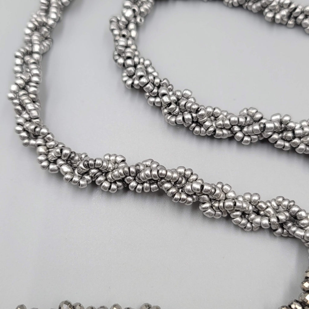 Bead Necklace Gray Silver tone Gradient 32"