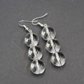 Sphere Glass Bead Dangle Pierced Earrings Silver tone 1.75"