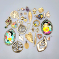 All Modern Pendant Lot of 32 Heart Gold tone
