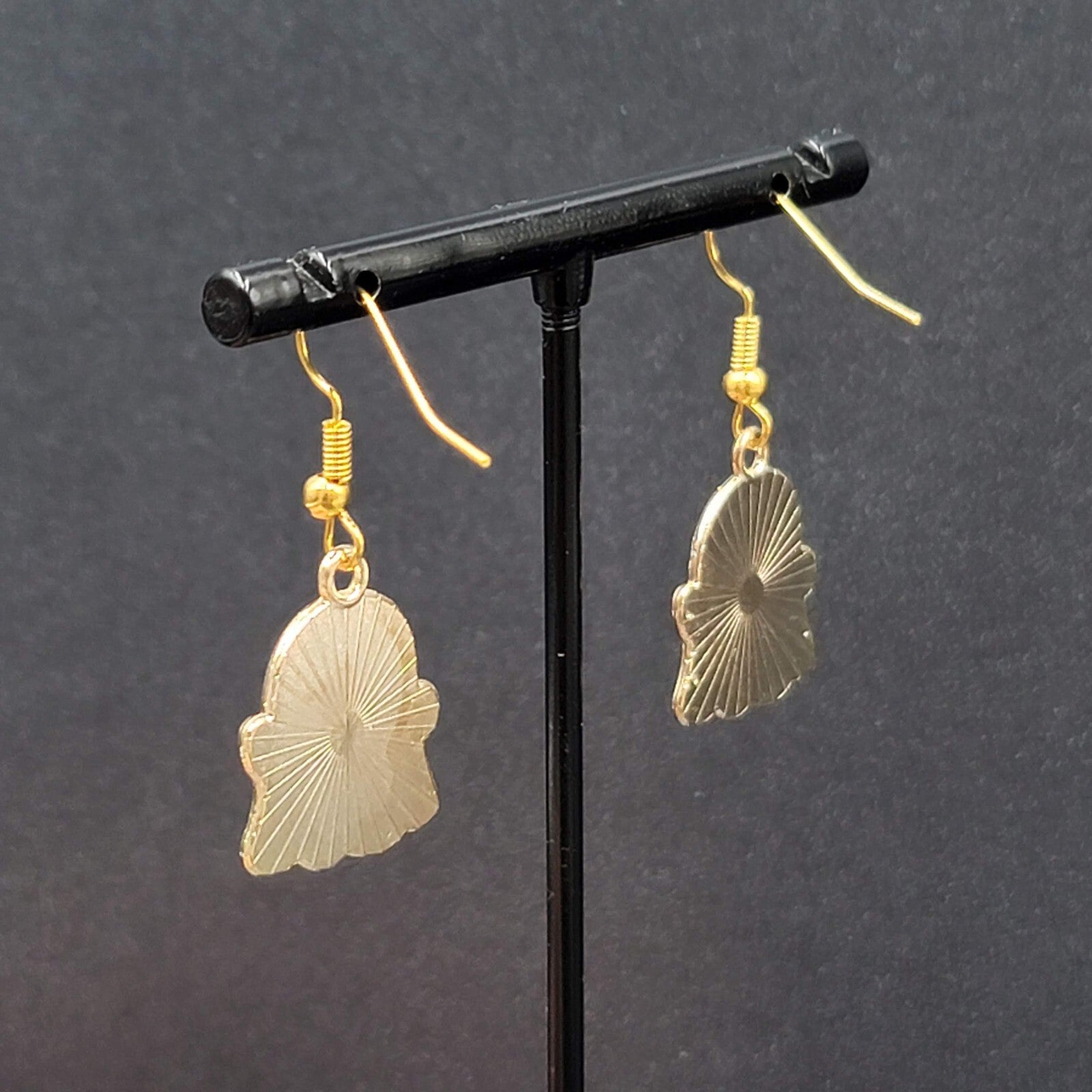 Ghost Halloween Pierced Earrings White Enamel Gold tone Enamel Dangle 3/4"