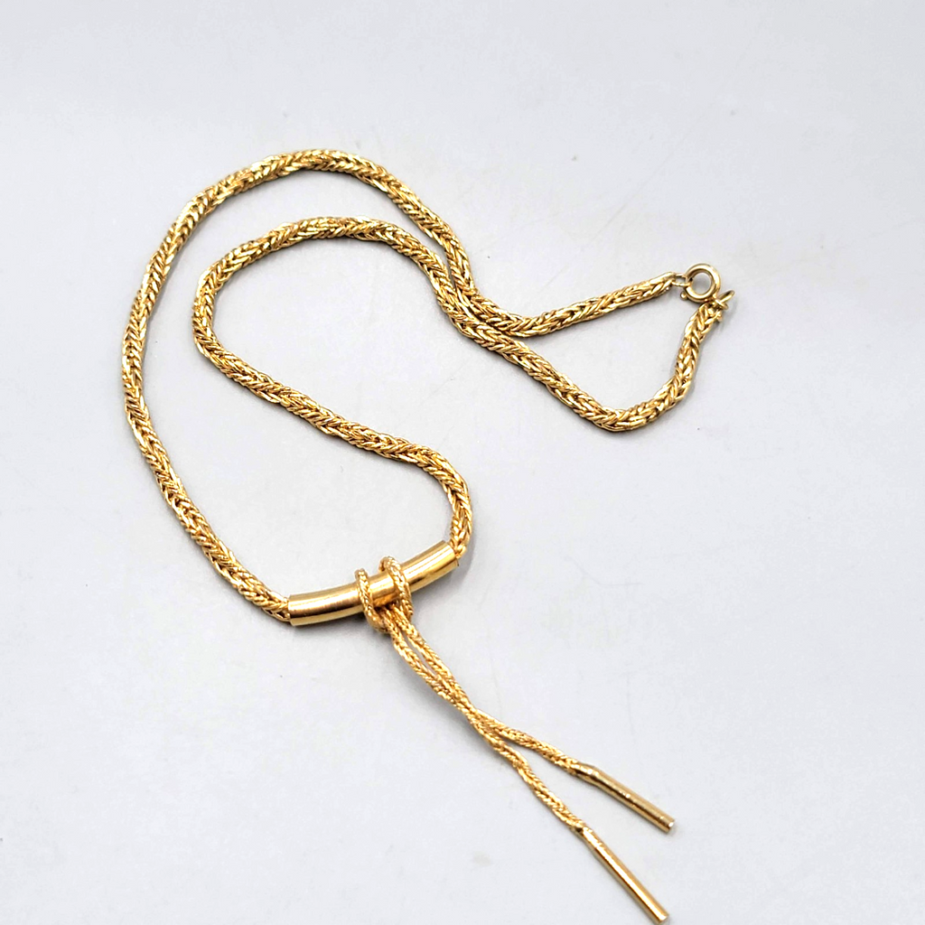 Vintage Foxtail Twist Chain Fringe Pendant Necklace Small 16 in