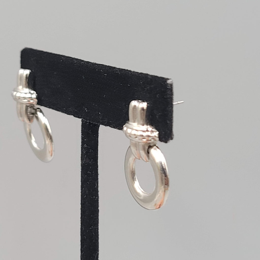 Door Knocker Pierced Earrings Silver  Plated Drop 1 in