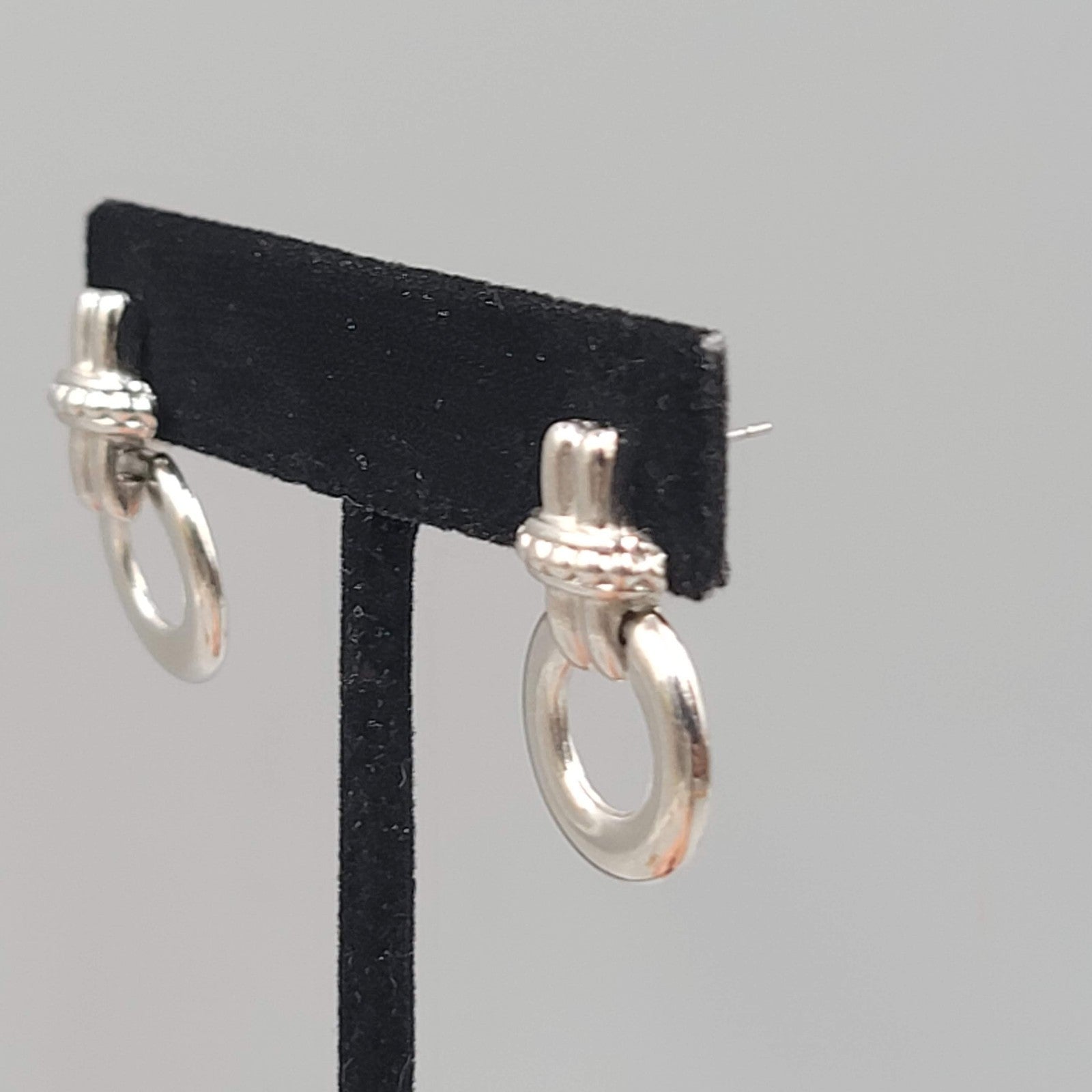 Door Knocker Pierced Earrings Silver  Plated Drop 1 in