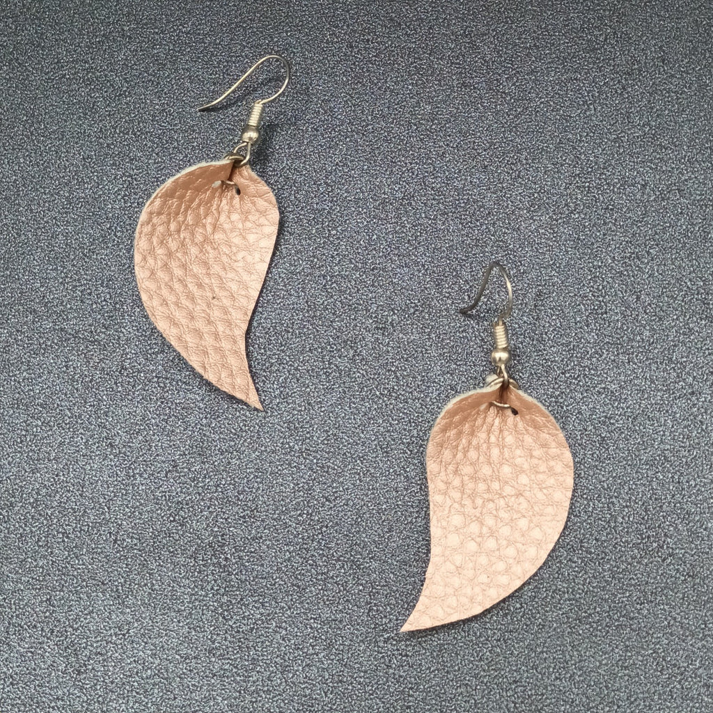 Pierced Earrings Silver tone Pink Faux Leather Felt Dangle 1 5/8"