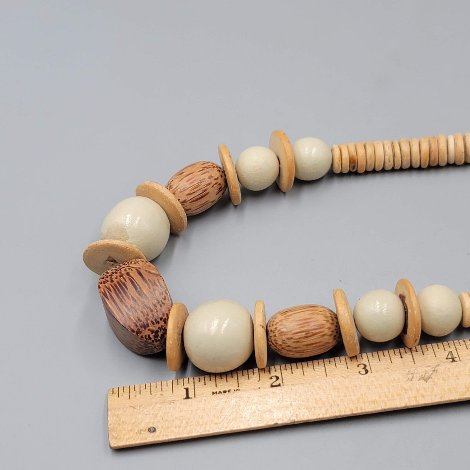 Vintage Large Statement Graduated Wood Bead Necklace 18"