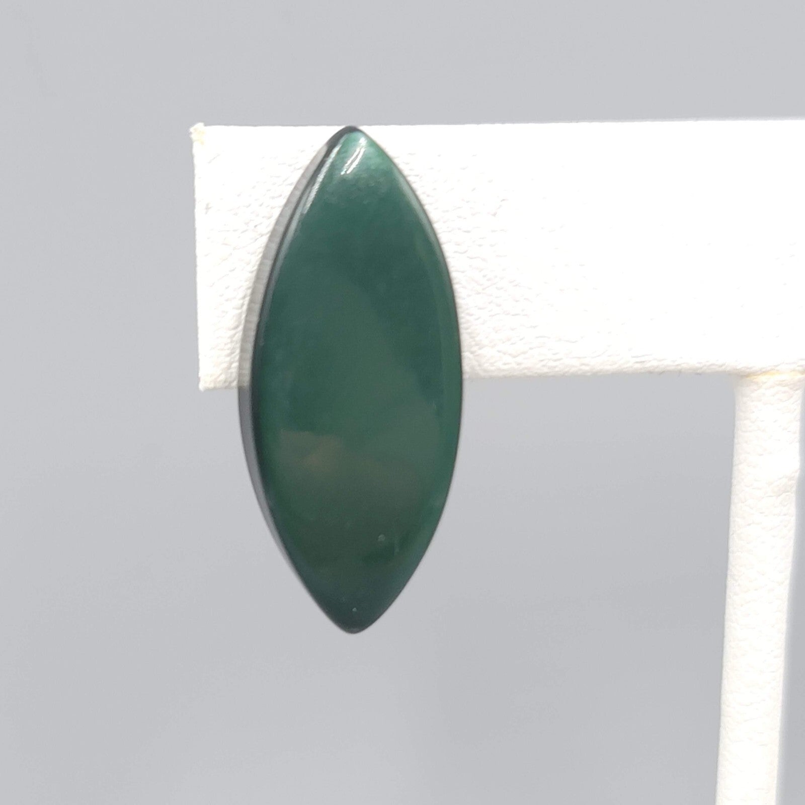 Vintage Pierced Earrings Dark Green Lucite Moonglow Drop 1"