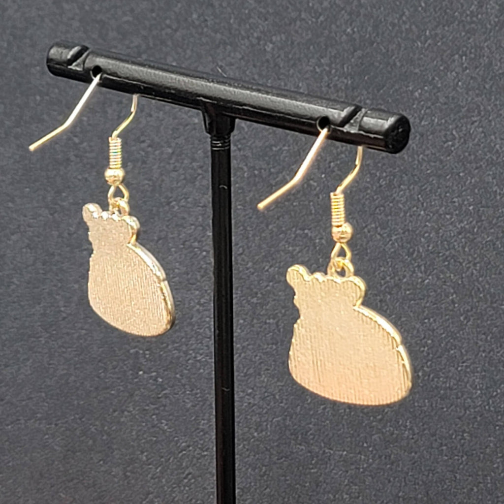 Bundt Cake Pierced Earrings Gold tone Dangle Enamel Sweet Treat 3/4"