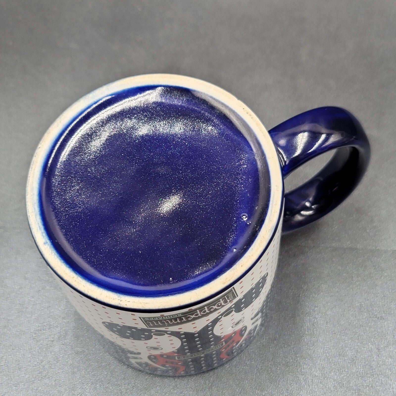 Hiram Walker Peppermint Schnapps Reindeer Coffee Mug blue red white