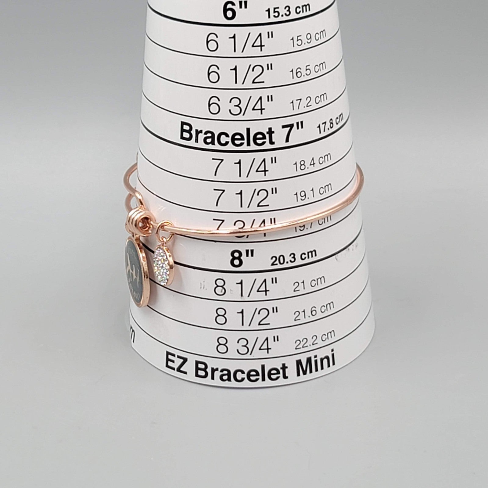 LA Rose Gold Tone Friends Forever Charm Bracelet Bangle  7.75"