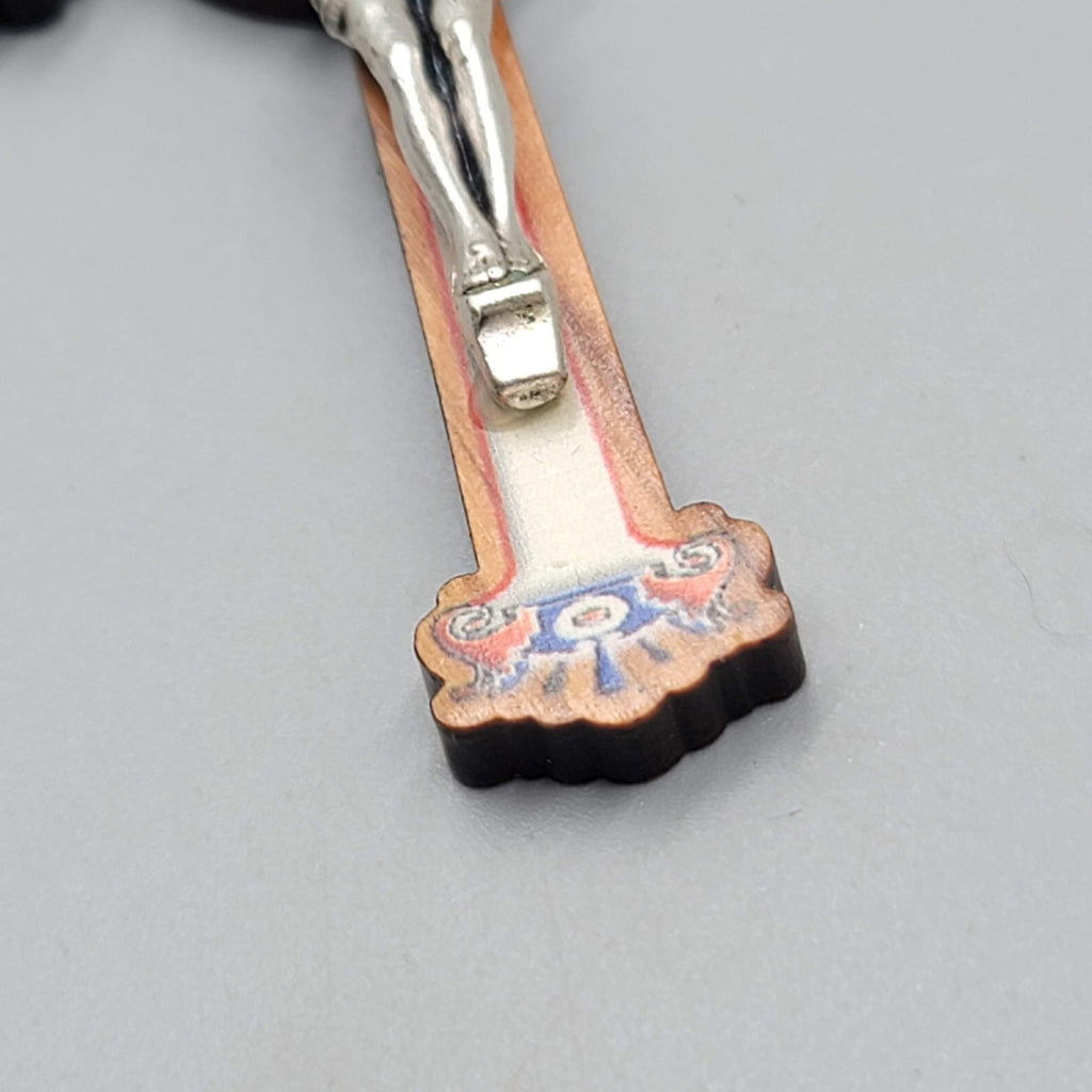 St Benedict Painted Olive Wood Crucifix 3 in Pectoral Cross