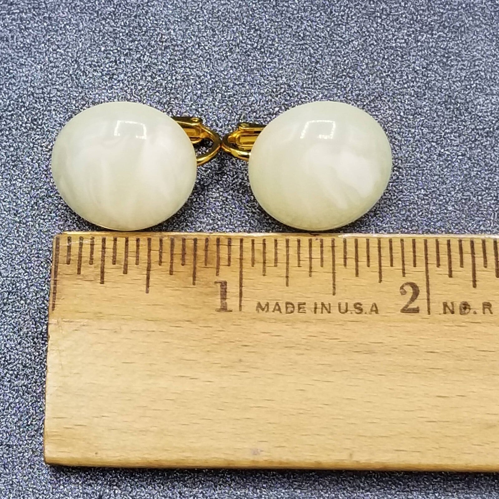 Vintage Clip on Earrings Opaque Swirl Acrylic Dome Drop Stud 3/4"