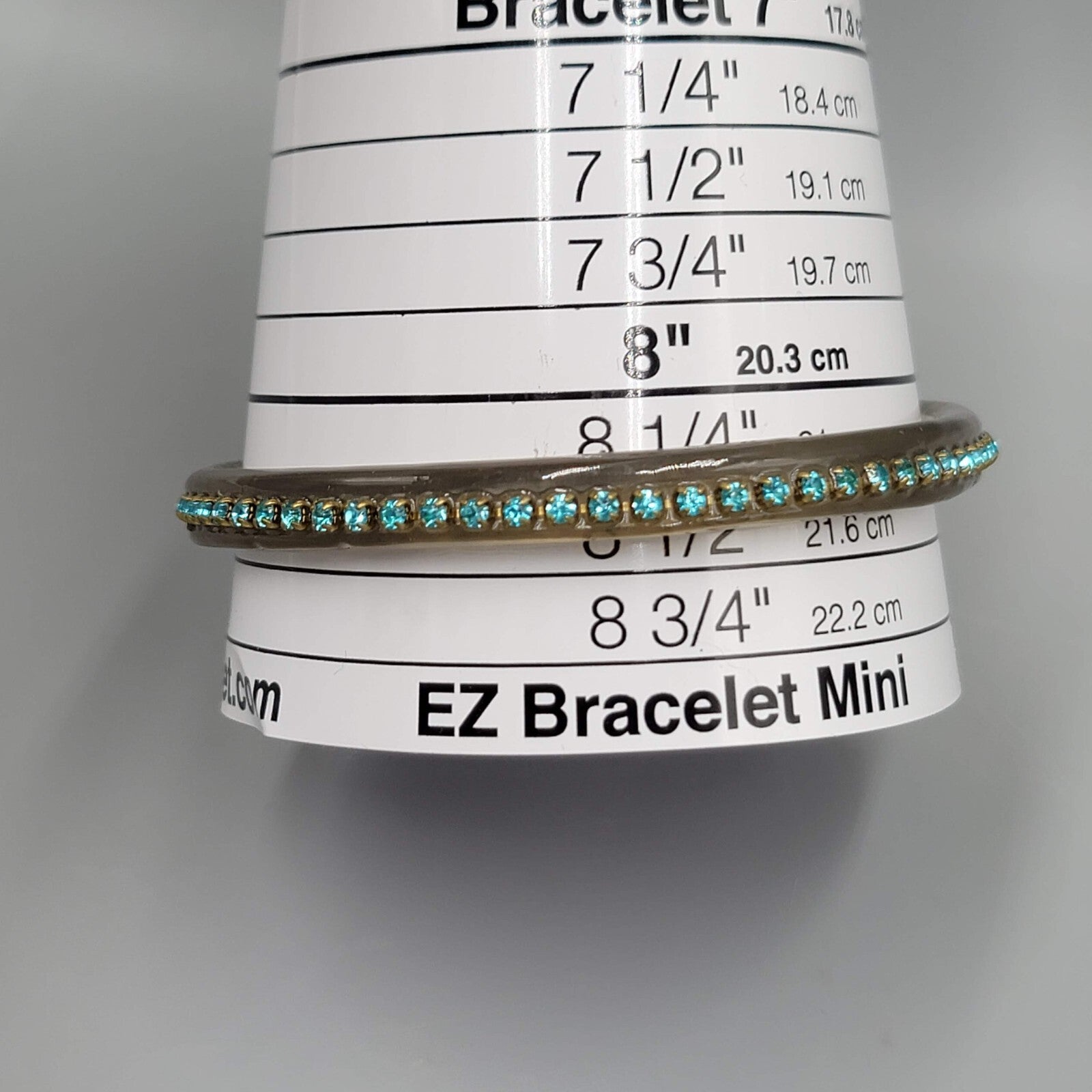 Resin Bangle Bracelet Translucent Blue Rhinestone 8.5 in