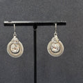 Pierced Earrings Silver tone Snake Chain Rhinestone Dangle 1"
