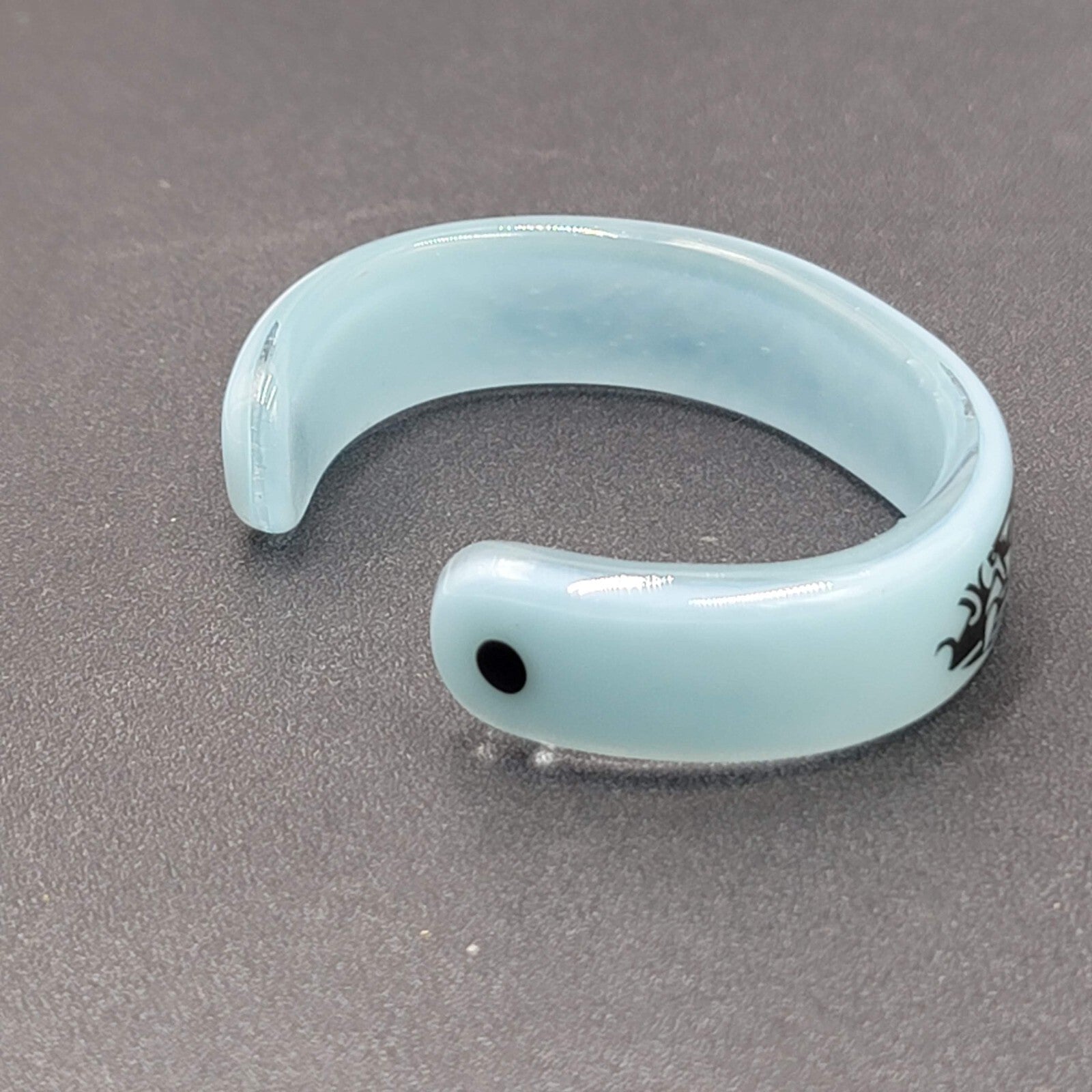 Solid GLASS CUFF Bracelet Blue Black Sea Creature Design