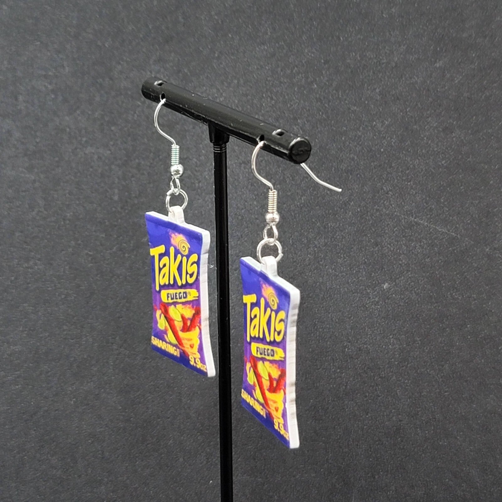 Pierced Earrings TAKIS Fuego Snacks Bag Fun Novelty 1 3/8"